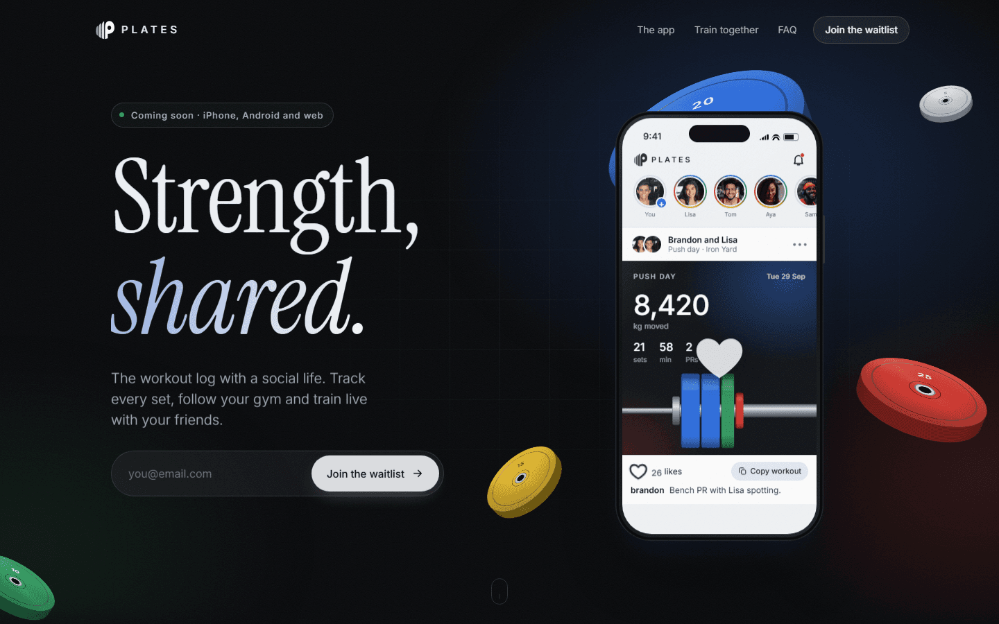PLATES landing page: Strength, shared.